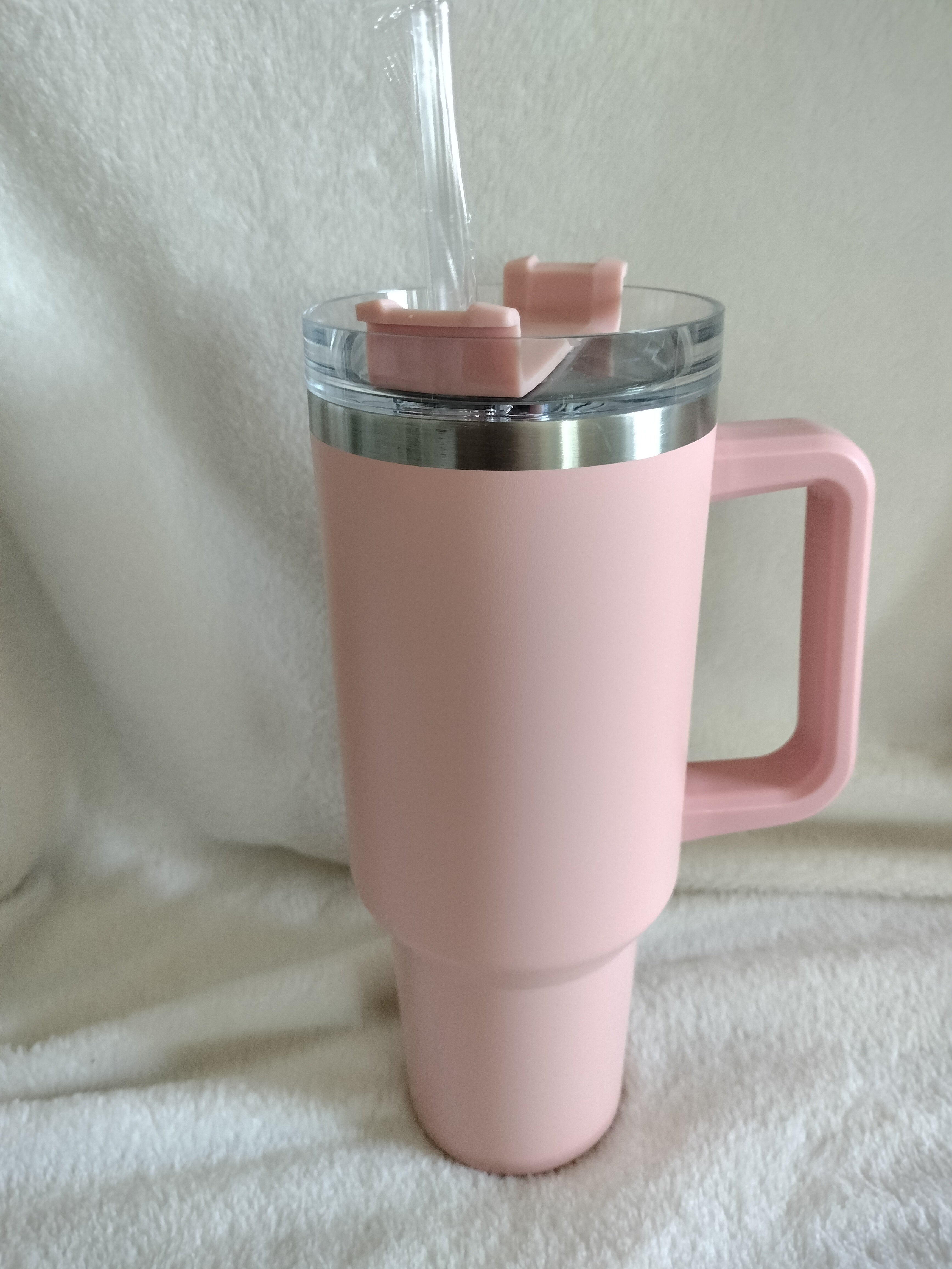 Light Pink Stanley Cup Dupe 40oz Reusable Stainless Steel Tumbler With