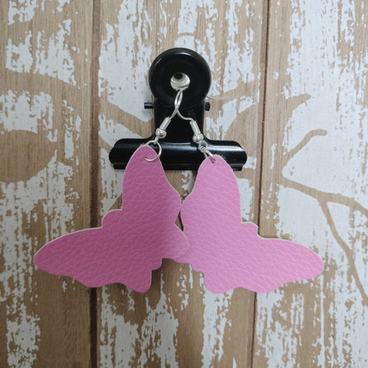 Handmade Pink Butterfly Faux Leather Earrings