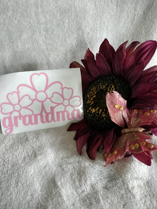 Custom Vinyl Grandma Floral Sticker Decal