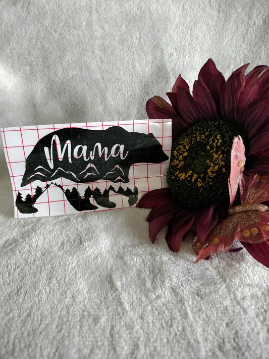 Custom Vinyl Mama Bear Mountains Sticker Decal