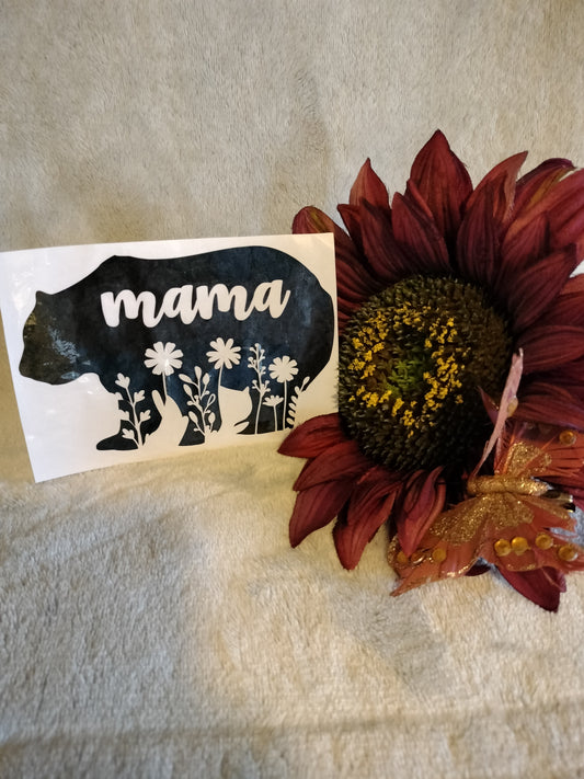 Custom Vinyl Mama Bear Floral Sticker Decal
