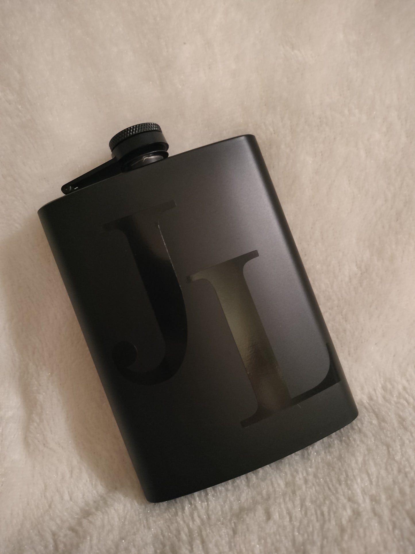 Customized Initials Sleek Black Stainless Steel Flask
