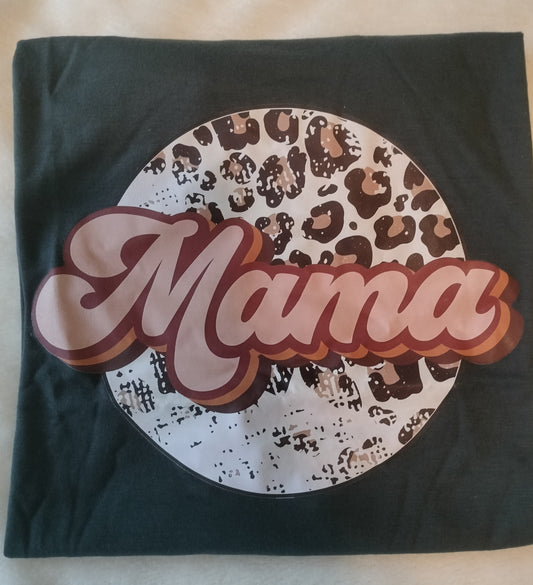 Mama Cheetah Dark Grey Womens T-Shirt