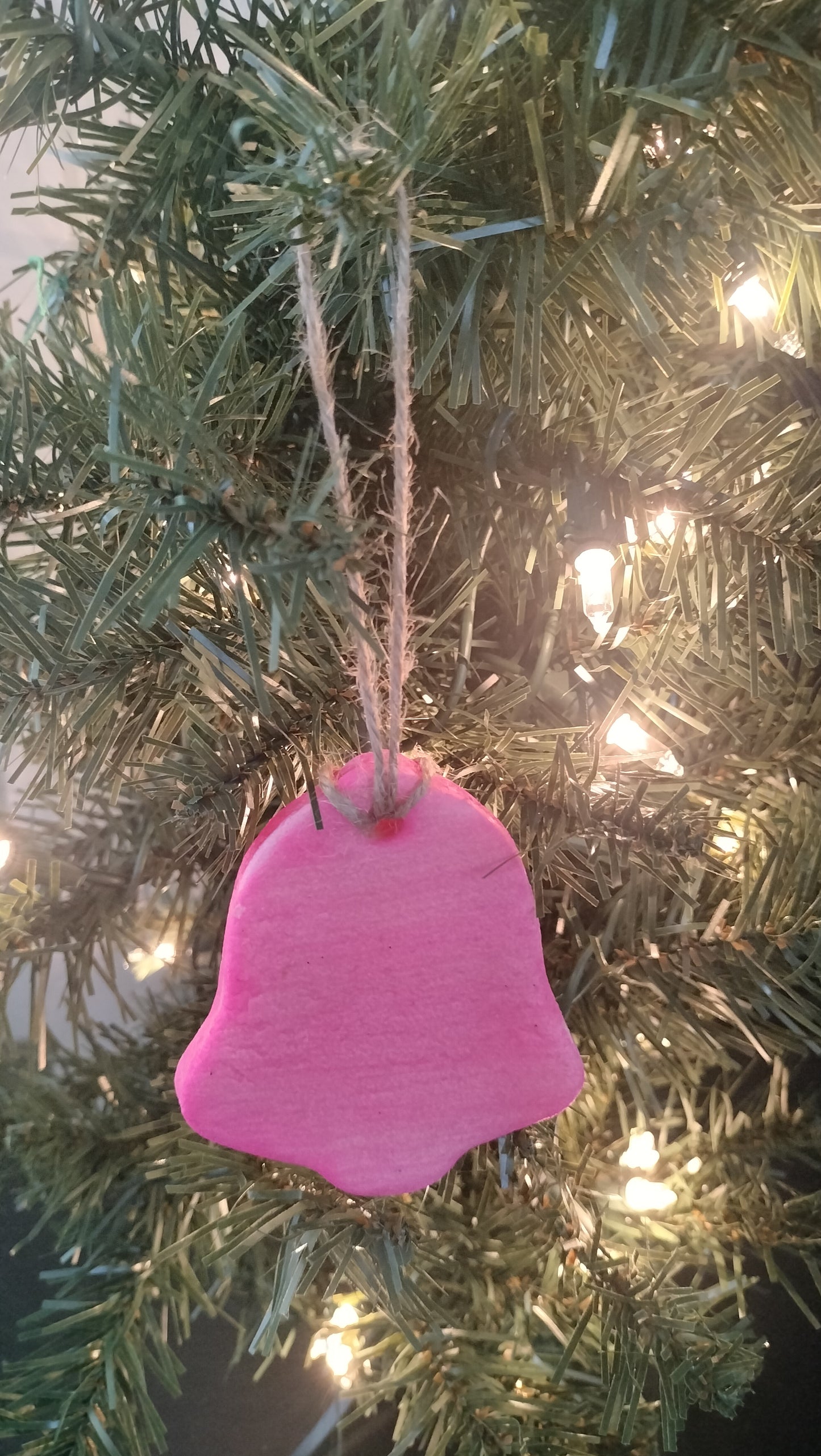 Handmade Pink Bell Salt Dough Ornament
