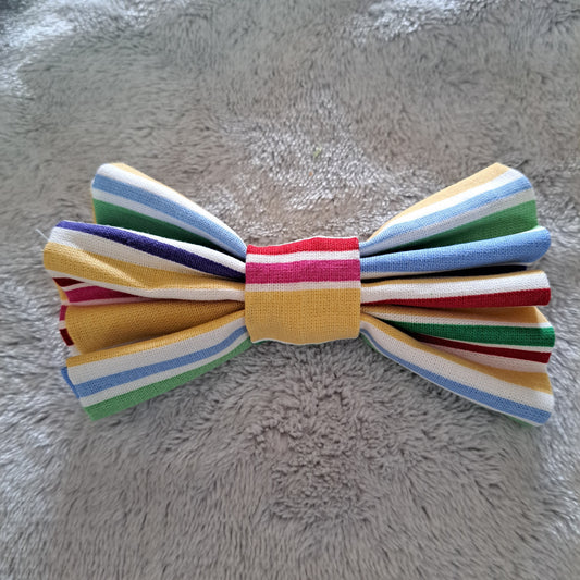 Handmade Little Girls Clip On Colorful Striped Bow