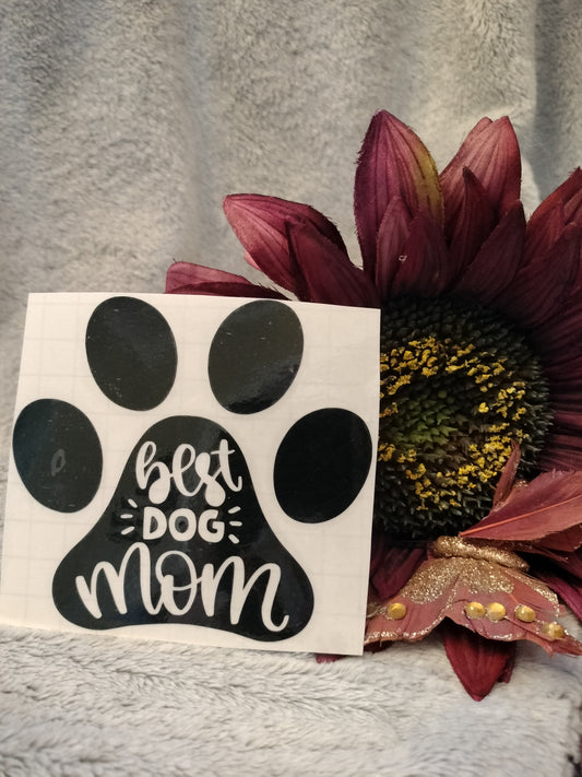 Custom Vinyl Best Dog Mom Paw Print Sticker Decal