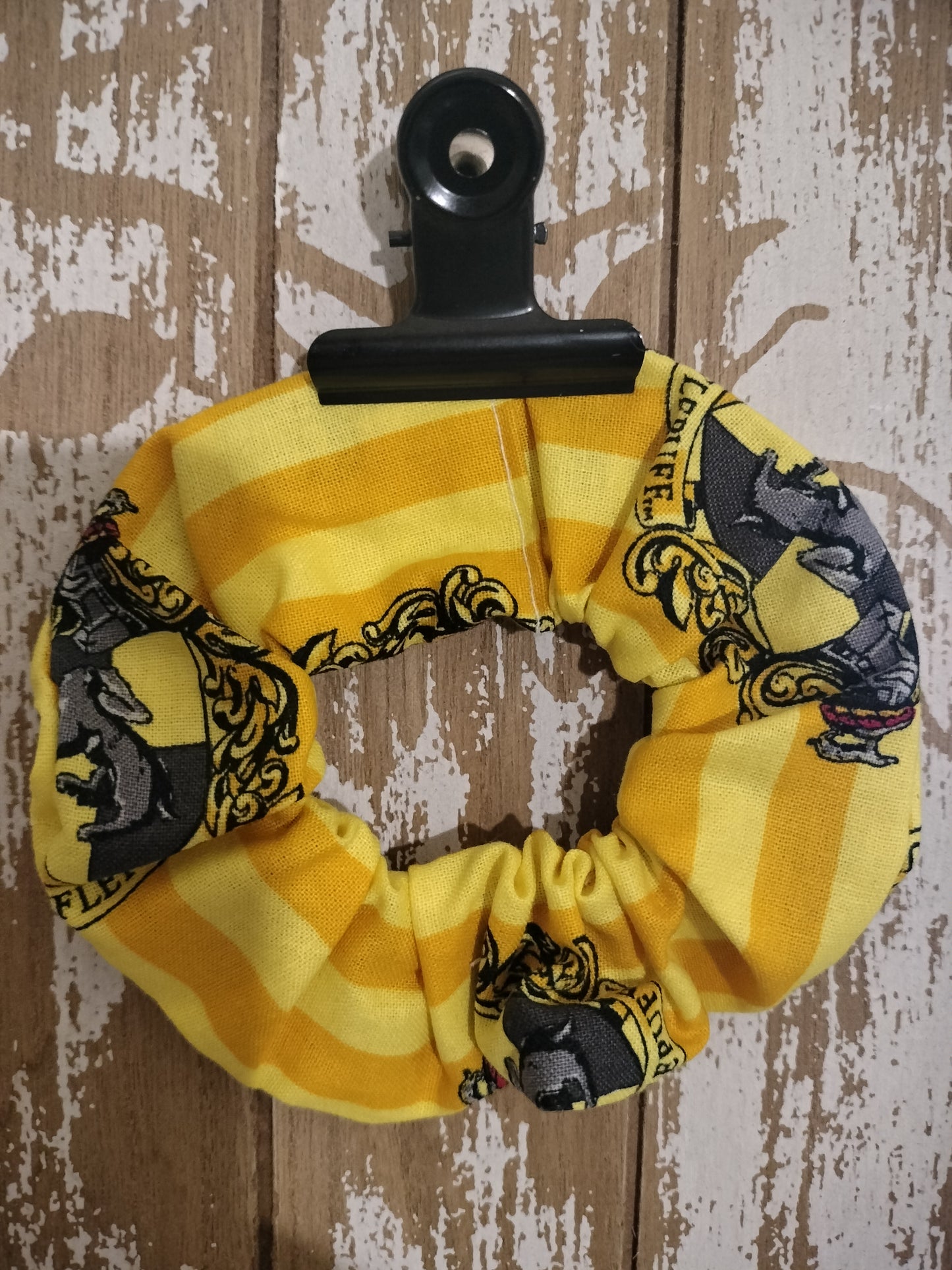 Handmade Harry Potter Hufflepuff 90s Fashion Vintage Style Scrunchie Ponytail Hairtie