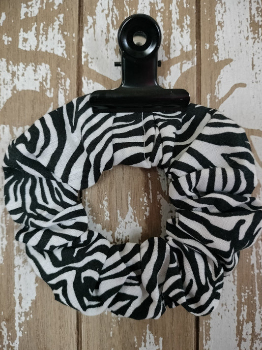 Handmade Animal Print Zebra 90s Fashion Vintage Style Scrunchie Ponytail Hairtie