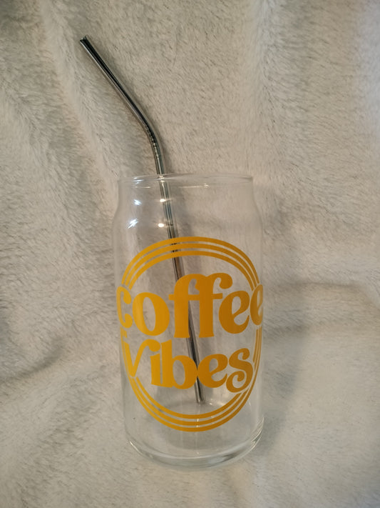 Coffee Vibes Iced Coffee Cup with Straw - Beer Can Shaped Glass